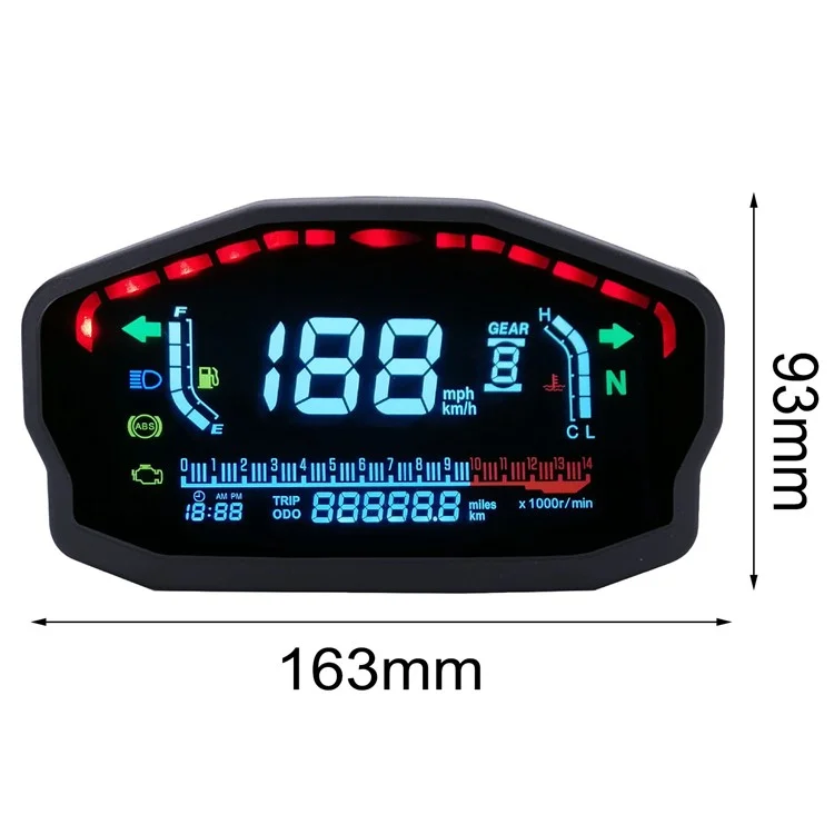 TKSPEED MLS045 Für 1/2/4 Zylinder Motorrad Universal LED LCD Geschwindigkeitsmesser Digitaler Kilometerzähler Hintergrundbeleuchtung Kilometerzähler für Honda Ducati Kawasaki Suzuki