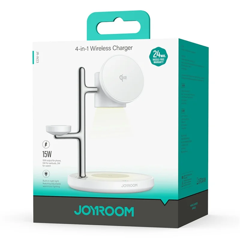 Soporte de carga inalámbrica magnético JOYROOM JR-W23 4 en 1 Qi2 con luz nocturna de carga rápida