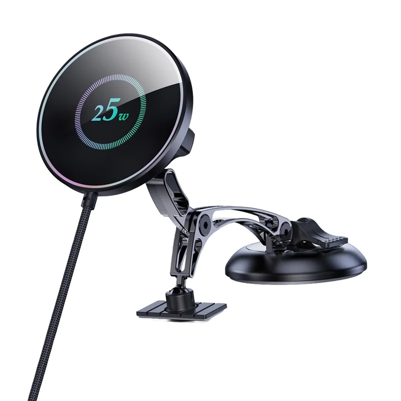 25W Wireless Car Charger Stand Magnetic Compatible with MagSafe Dashboard Windshield Phone Holder - Round Pattern