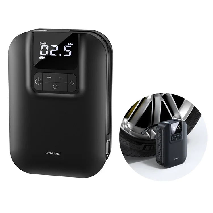 USAMS US-ZB215 Car Air Compressor Electric Tyre Tire Inflator Mini Digital Auto Air Inflatable Pump for Car Bicycle