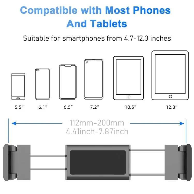 PB-48 Universal Car Headrest Back Seat Mount Phone Holder 5-12.9 Inches Phone Tablet Bracket