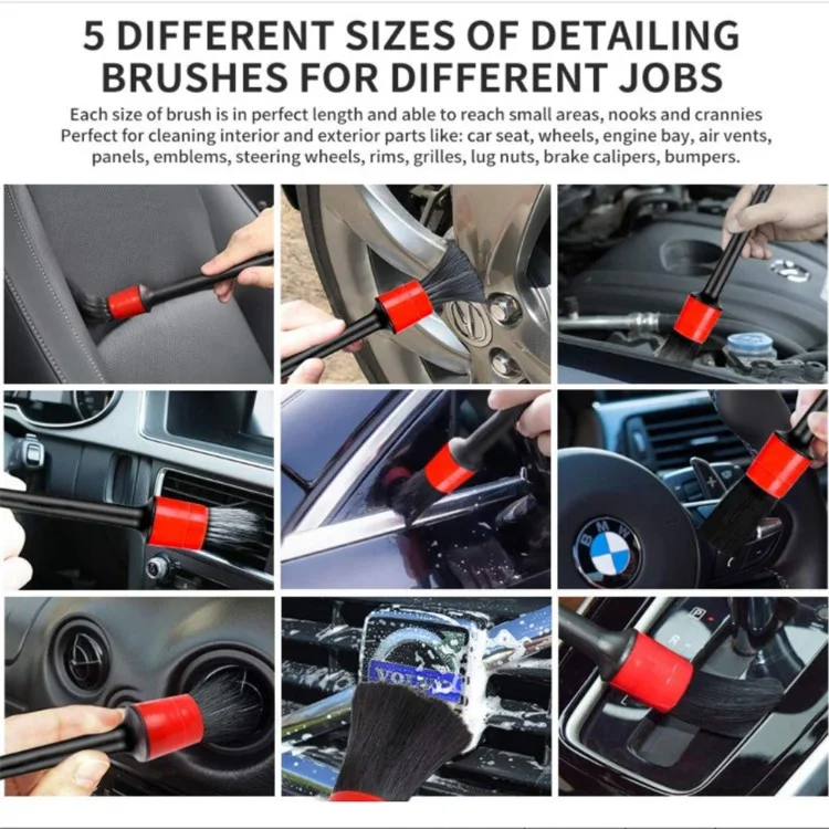 HX2020122117 Kit de 17 peças de escova de limpeza de pneus de carro Brush Long Soft Wheel Microfiber Cloth Dirt Dust Clean Tools Set