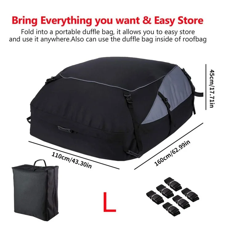 160x110x45cm TJF125222 Car Cargo Cargo Cargo Bag Bag Techo de Carga Impermeable Bag Rooftop Carrier, Tamaño: L