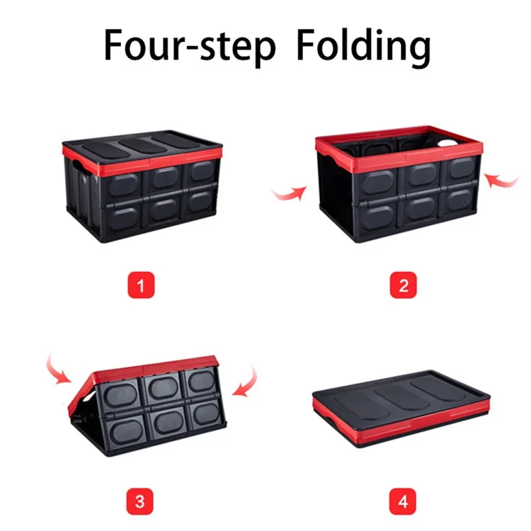 R-3641M Scatola di stoccaggio per auto di grandi dimensioni da 55 L Organizer multifunzionale pieghevole - Nero 