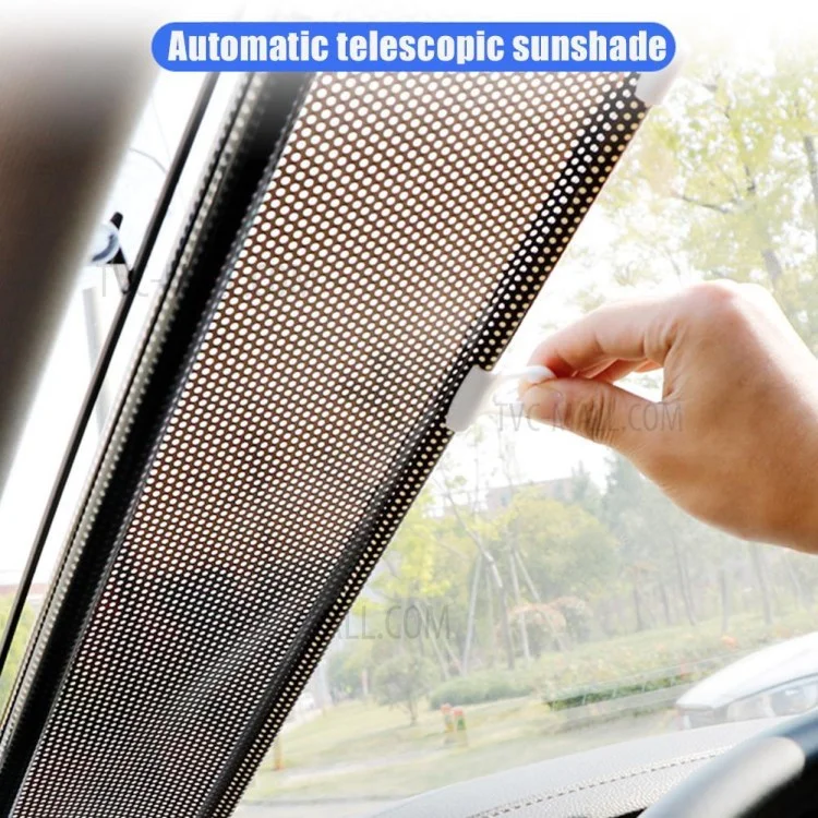 40*60cm Suction Cup Mount Automatic Retractable Sunshade Curtain Anti-UV Protection Truck Windshield Screen - Silver
