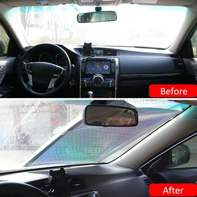 40*60cm Suction Cup Mount Automatic Retractable Sunshade Curtain Anti-UV Protection Truck Windshield Screen - Silver