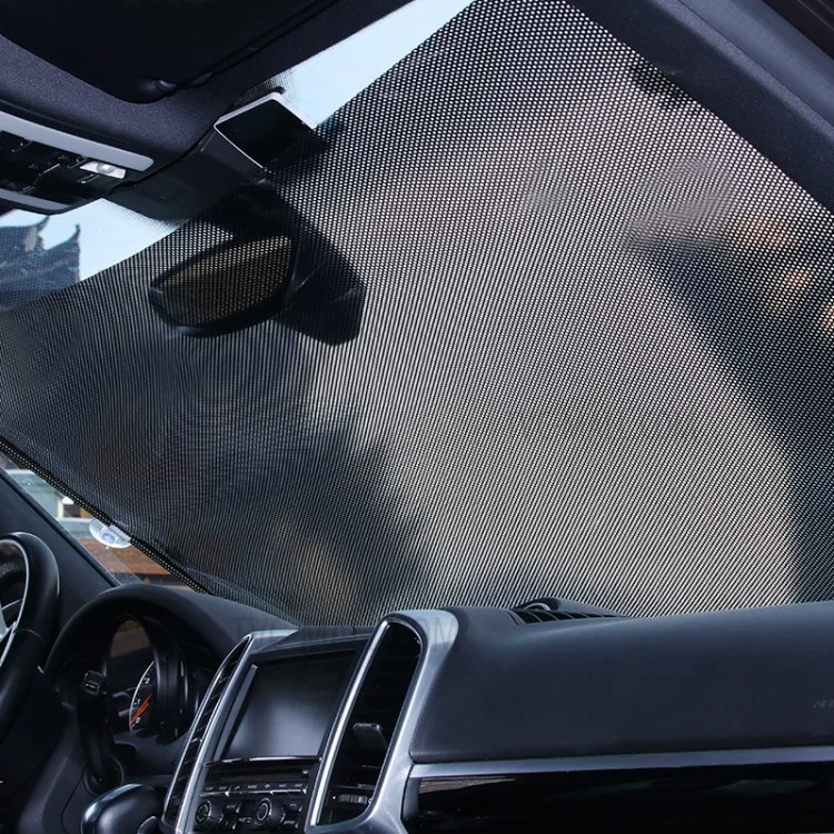 40*60cm Suction Cup Mount Automatic Retractable Sunshade Curtain Anti-UV Protection Truck Windshield Screen - Silver