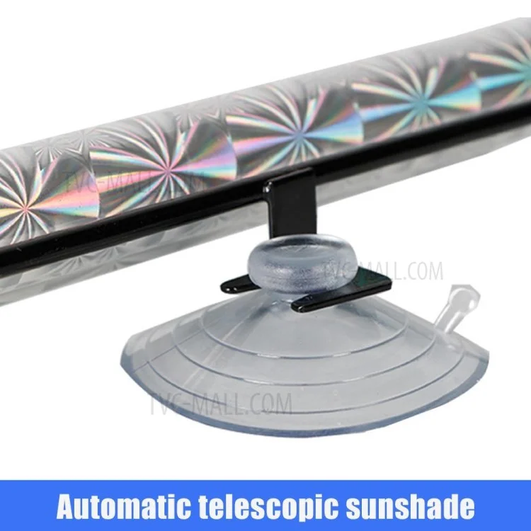 40*60cm Suction Cup Mount Automatic Retractable Sunshade Curtain Anti-UV Protection Truck Windshield Screen - Silver