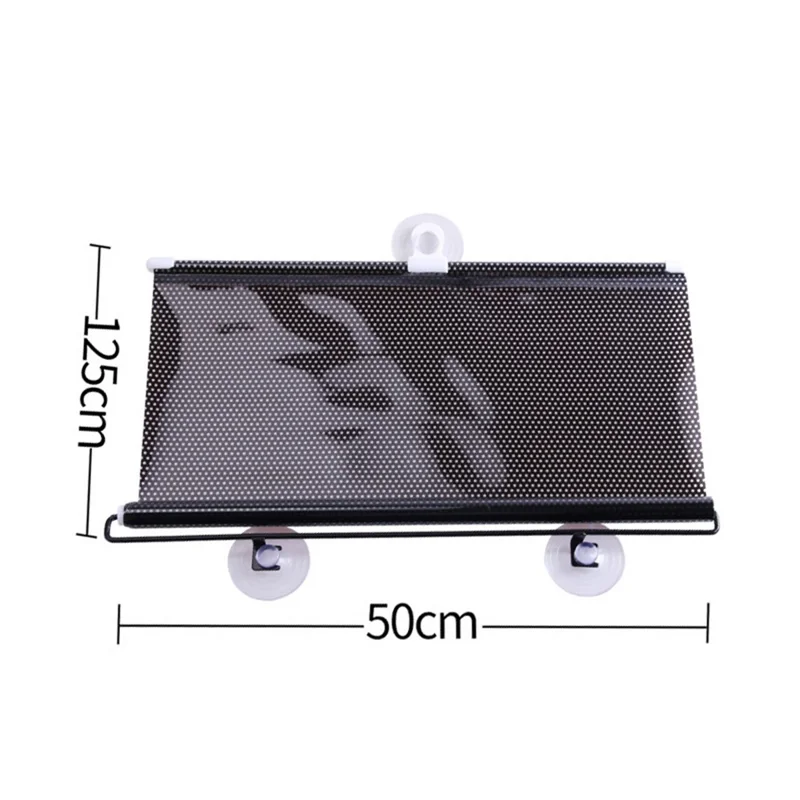 50*125cm Retractable Car Front Window Sunshade PVC Auto Window Anti-UV Protection Sun Visor - Black