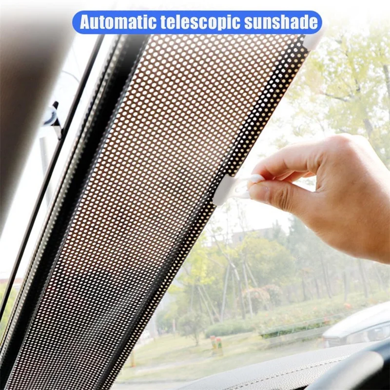 50*125cm Retractable Car Front Window Sunshade PVC Auto Window Anti-UV Protection Sun Visor - Black