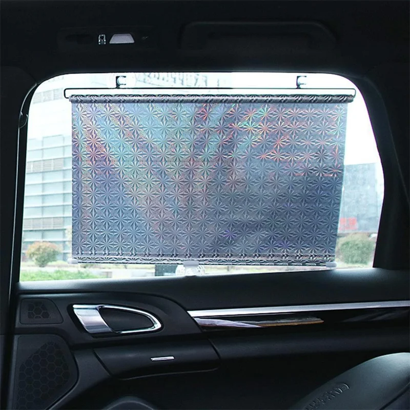 50*125cm Retractable Car Front Window Sunshade PVC Auto Window Anti-UV Protection Sun Visor - Black