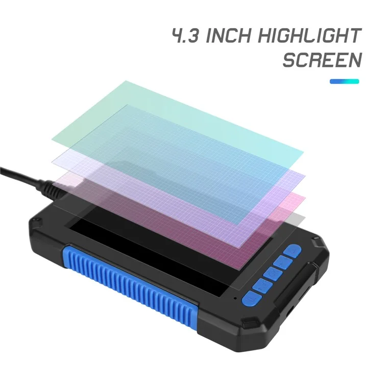 P40 2m Hard Wire 4.3 inch Screen Industrial Endoscope 5.5mm HD 1080P Rechargeable Waterproof Inspection Camera with 6 LEDs - Azul