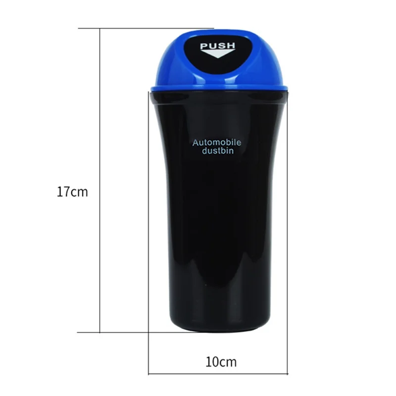 Mini Car Trash Can Push Lid Design Garbage Holder Vehicle Door Cup Holder Seat Back Plastic Trash Bin Dustbin - Sapphire