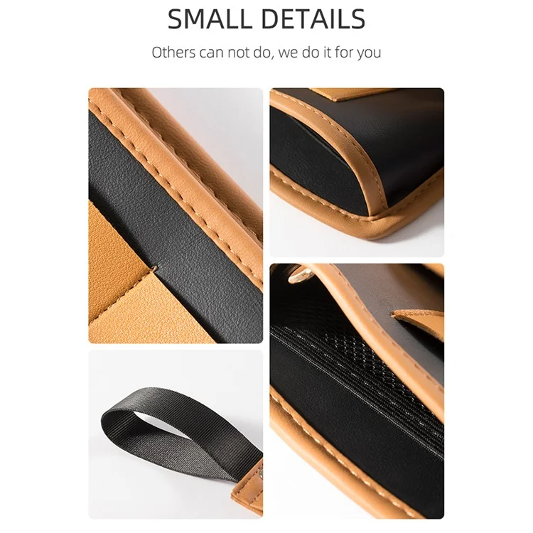 QUEES Car Seat Side Gap Storage Bag Organizer PU Leather Slit Pocket Filler - Khaki