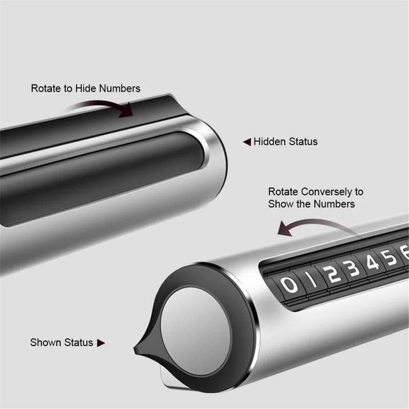 Aluminum Alloy Hidden Car Stop Sign Phone Number Plate Temporary Parking Card - Grey