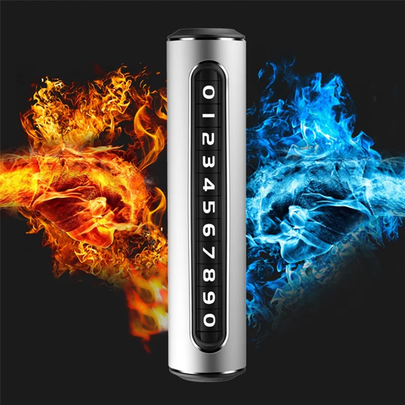 Aluminum Alloy Hidden Car Stop Sign Phone Number Plate Temporary Parking Card - Grey