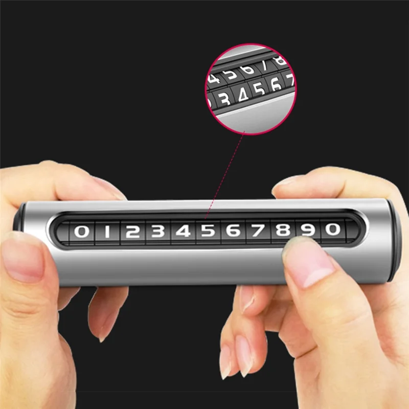 Aluminum Alloy Hidden Car Stop Sign Phone Number Plate Temporary Parking Card - Grey