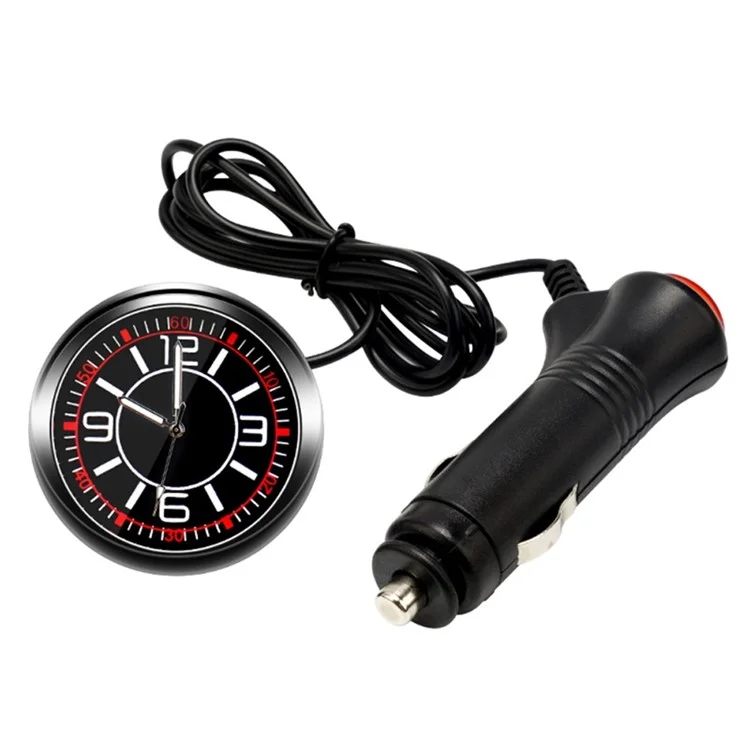 Luminous Mini Car Dashboard Round Quartz Clock Vehicle Interior Decoration - Cigarette Lighter Plug