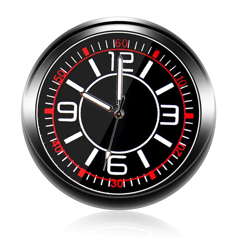 Luminous Mini Car Dashboard Round Quartz Clock Vehicle Interior Decoration - USB Plug