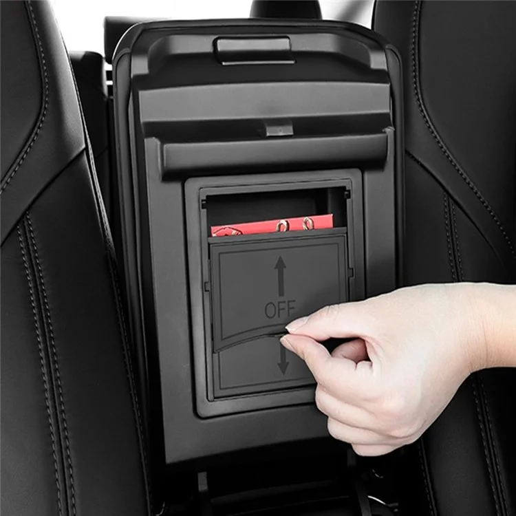 Pour Tesla Model 3/Model Y 2021 Centre Console Accoudoir Boîte de Rangement Cachée Conteneur Plateau d'Accoudoir Voiture