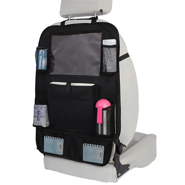 Car Back Seat Multi-Pocket Phone Tablet PC Holder Pouch Hanging Storage Bag Organizer - Black S