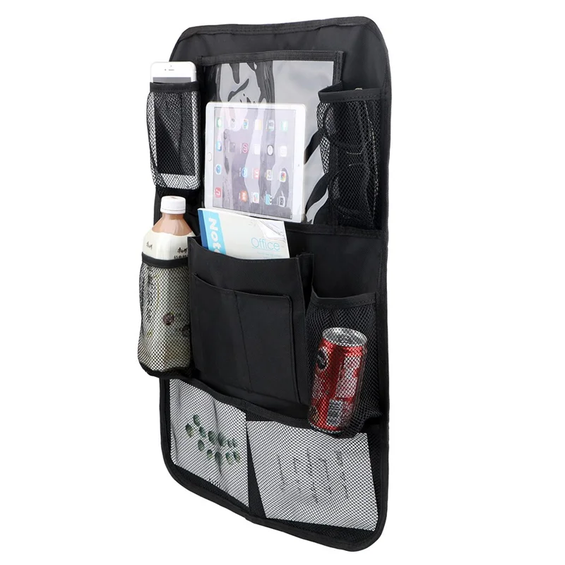 Car Back Seat Multi-Pocket Phone Tablet PC Holder Pouch Hanging Storage Bag Organizer - Black M