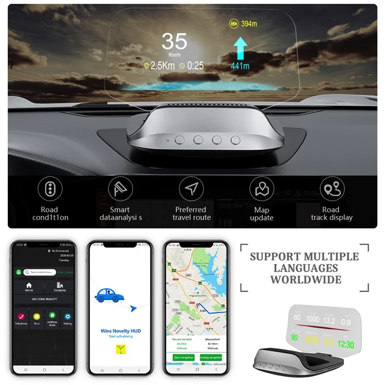 C3 OBD HUD Projetor Automático Navegação GPS Velocímetro Exibição Head Up Acessórios Eletrônicos Automotivos 