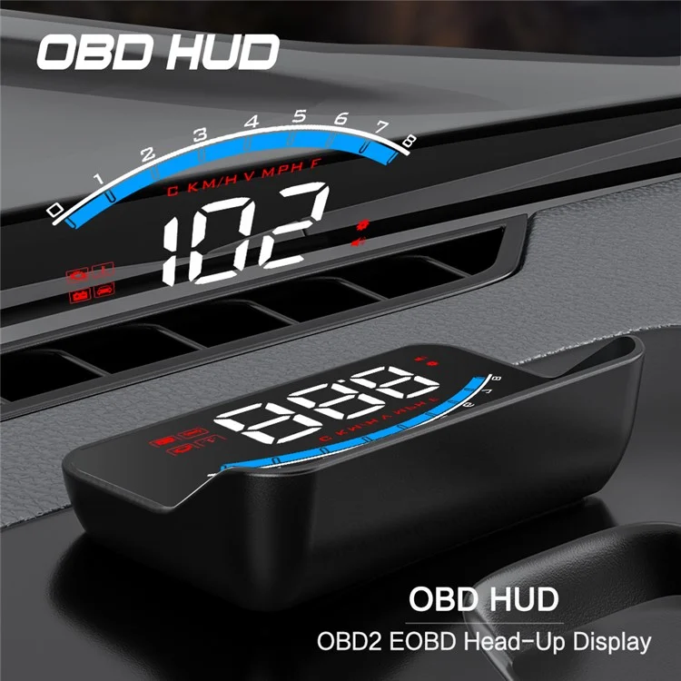 M6S Multifuncional De 3.5 Polegadas Screen Screen Up Display Carro Eletrônico HUD Windshield Projetor Overpeed Security Alarme