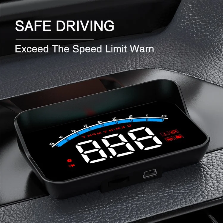 M6S Multifuncional De 3.5 Polegadas Screen Screen Up Display Carro Eletrônico HUD Windshield Projetor Overpeed Security Alarme