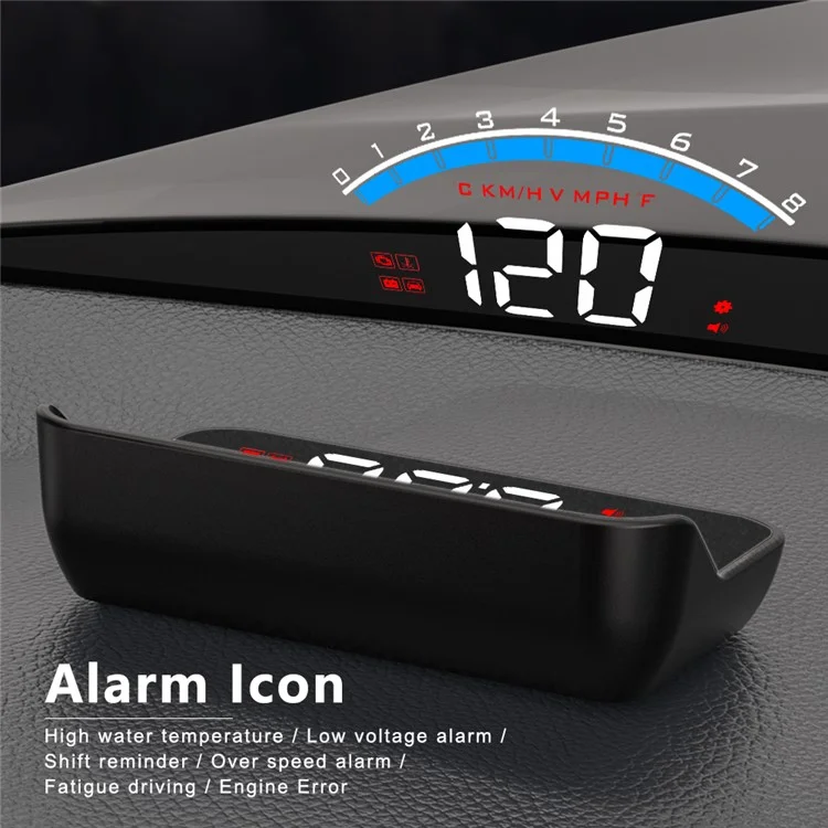 M6S Multifuncional De 3.5 Polegadas Screen Screen Up Display Carro Eletrônico HUD Windshield Projetor Overpeed Security Alarme
