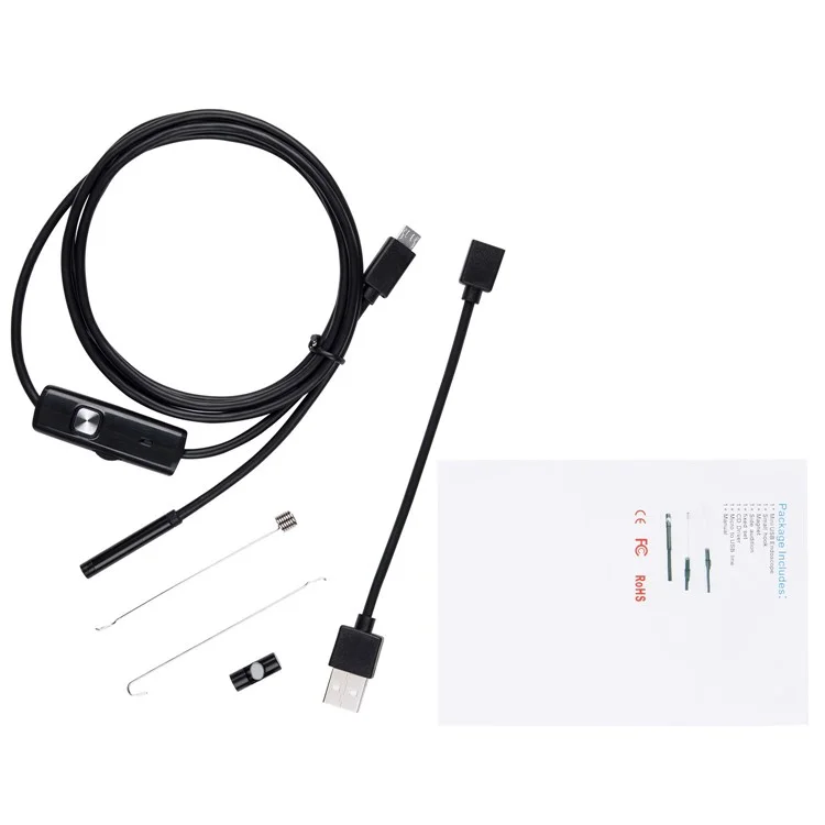 1m USB Inspection Camera Borescope Scope Camera with 5.5mm / 6 LED Lights for Android Windows IP67 Waterproof Smart Phone Endoscope