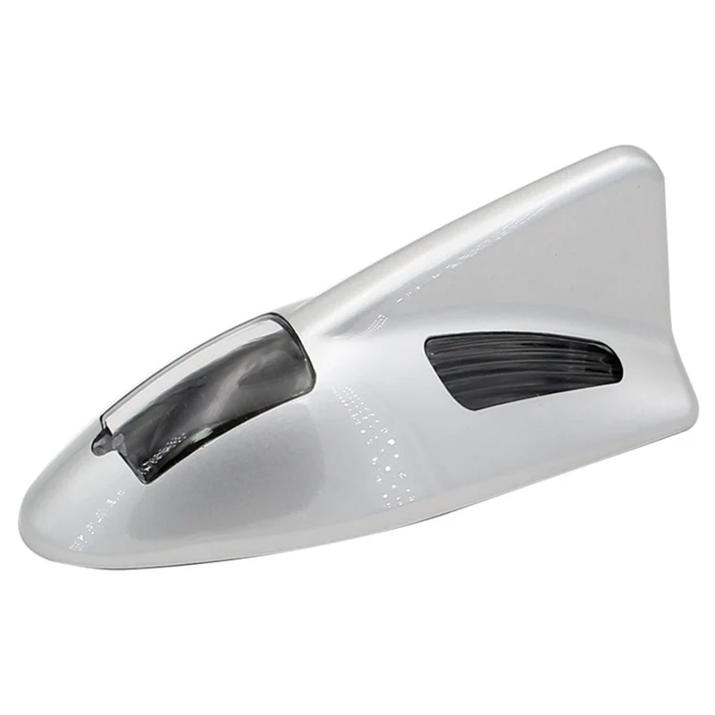 TRASAN D03 Solar Car Roof Shark Fin Antenna Flashing LED Warning Light Vehicle Decorative Lamp - Silver