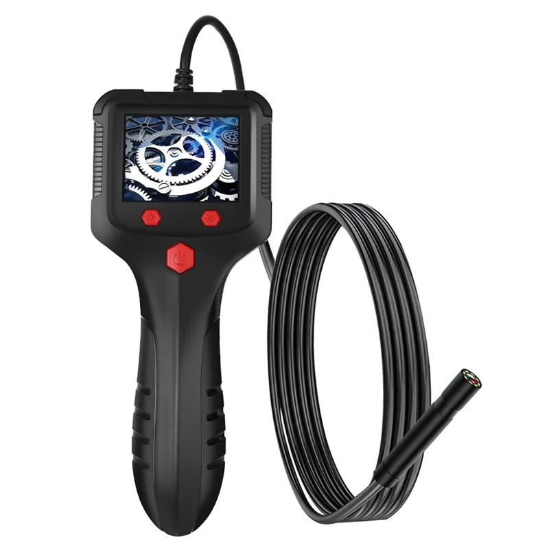 P100 2m Rigid Cable, 6-LED Pipe Inspection Borescope 8mm Lens 2.4 Inch IPS Screen HD 1080P Industrial Endoscope Camera - Front Lens