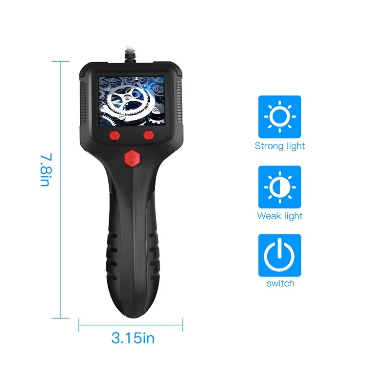 P100 Filo Duro Da 15 M Da 2,4 Pollici Schermo Ricaricabile Ricaricabile Da 1080p Da 8 Mm Endoscopio Industriale Di Ispezione A 6 LED BORSCOPE