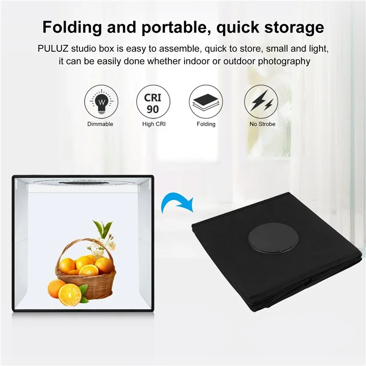 PULUZ PU5051 50x50cm LED Photography Box PD 30W Fast Charge Photo Studio Tent Box with 6 Backdrops - EU Plug