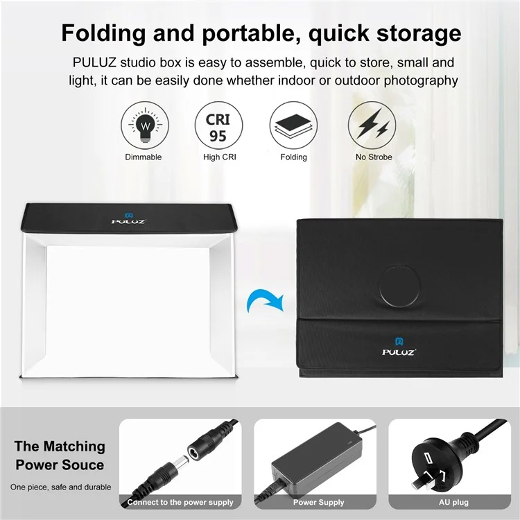 PULUZ PU5064 60x40cm LED Photography Box Photo Studio Tent Box with 4 Backdrops - UK Plug