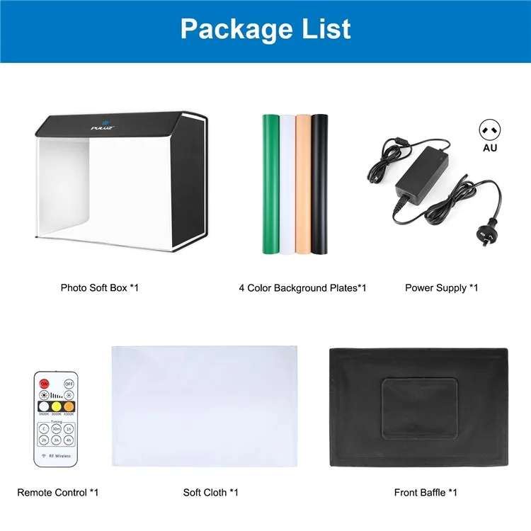 PULUZ PU5064 60x40cm LED Photography Box Photo Studio Tent Box with 4 Backdrops - UK Plug