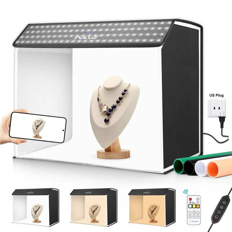 PULUZ PU5064 60x40cm LED Photography Box Photo Studio Tent Box with 4 Backdrops - AU Plug