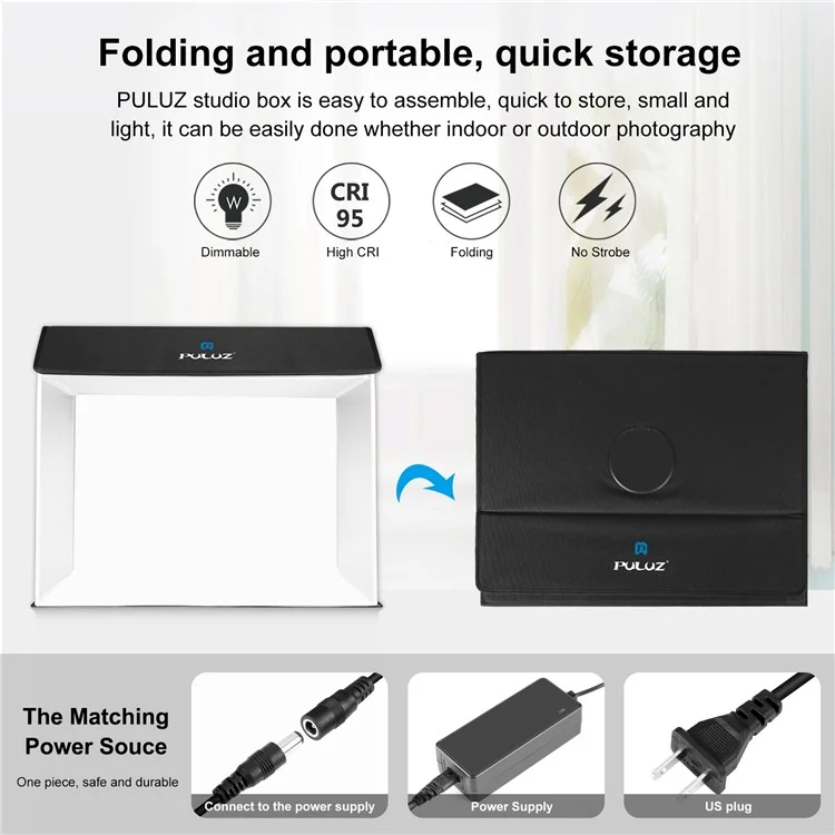 PULUZ PU5064 60x40cm LED Photography Box Photo Studio Tent Box with 4 Backdrops - AU Plug