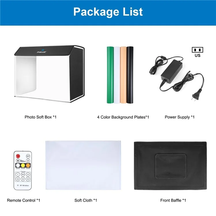 PULUZ PU5064 60x40cm LED Photography Box Photo Studio Tent Box with 4 Backdrops - AU Plug