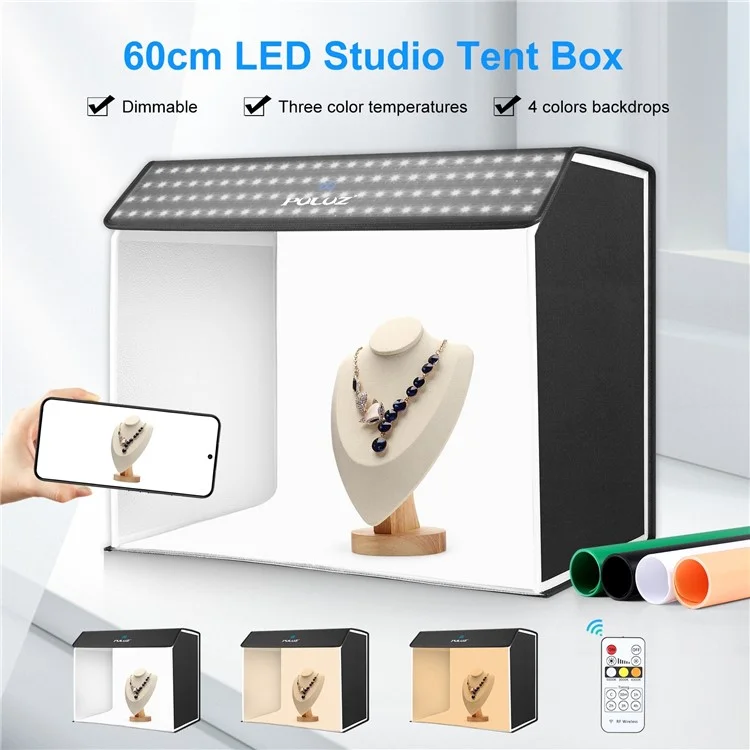 PULUZ PU5064 60x40cm LED Photography Box Photo Studio Tent Box with 4 Backdrops - AU Plug