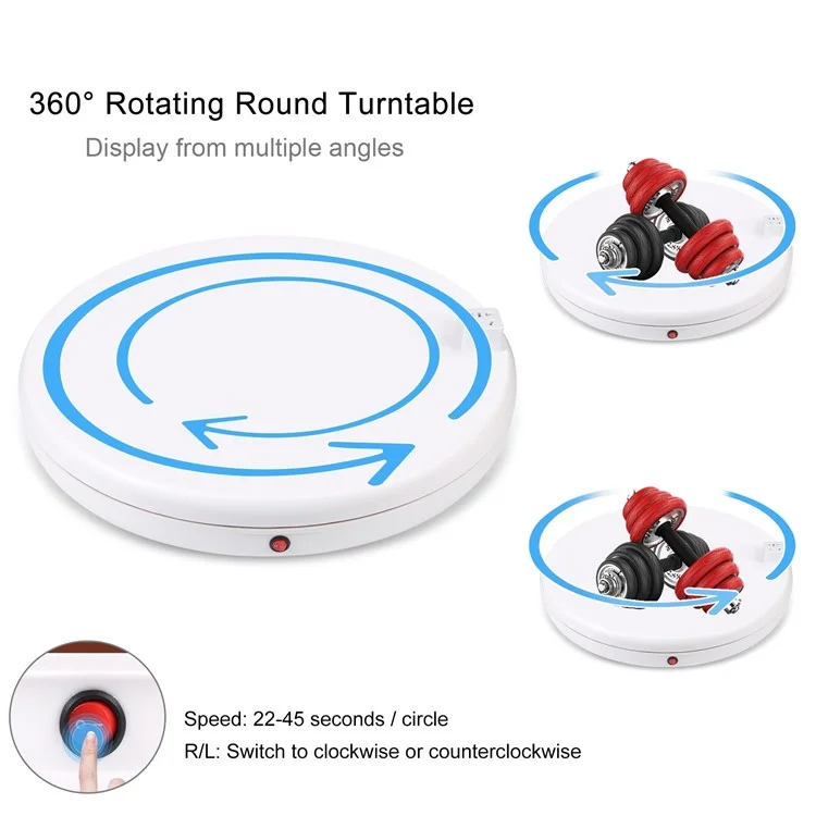 PULUZ PU3148 45 cm Electric Turntable Remote Control Display Resposta Con Socket di Alimentazione, Caricamento: 100 kg - Plug / Bianco