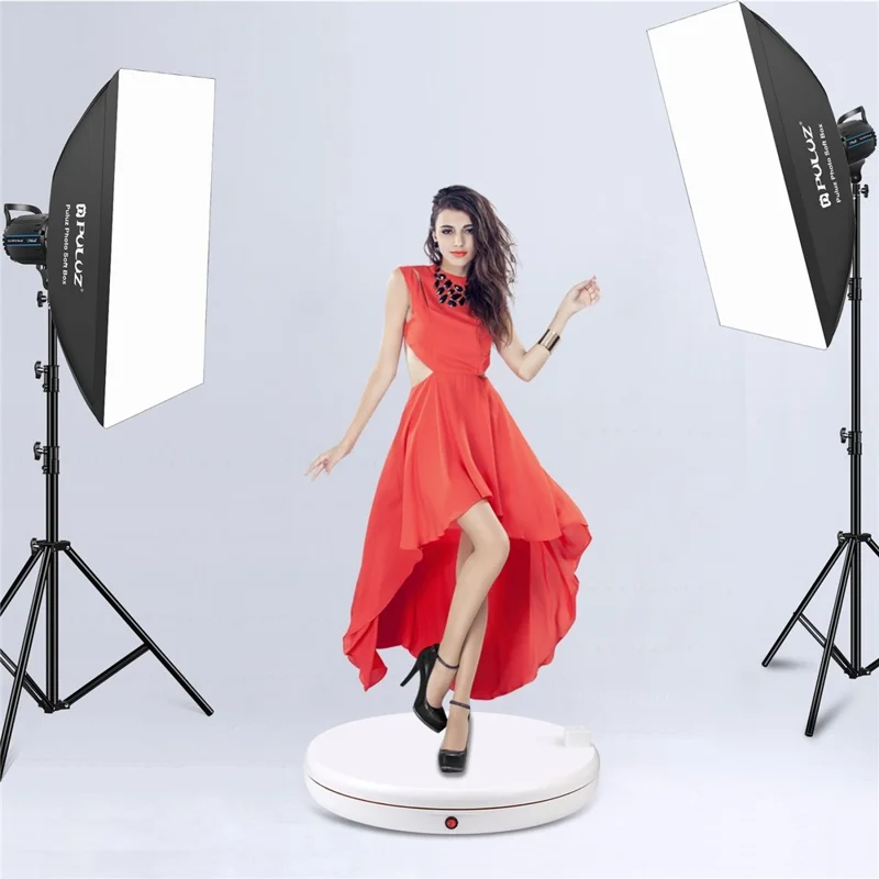 PULUZ PU3148 45cm Electric Turntable Remote Control Rotating Display Stand with Power Socket, Loading: 100kg - US Plug  /  White