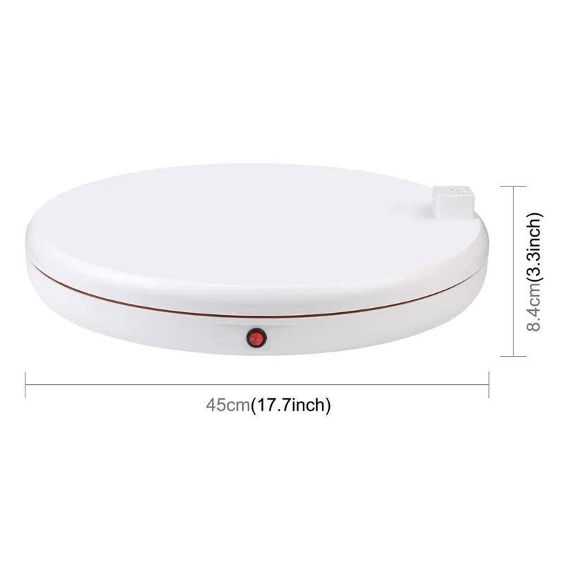 PULUZ PU3148 45cm Electric Turntable Remote Control Rotating Display Stand with Power Socket, Loading: 100kg - US Plug  /  White