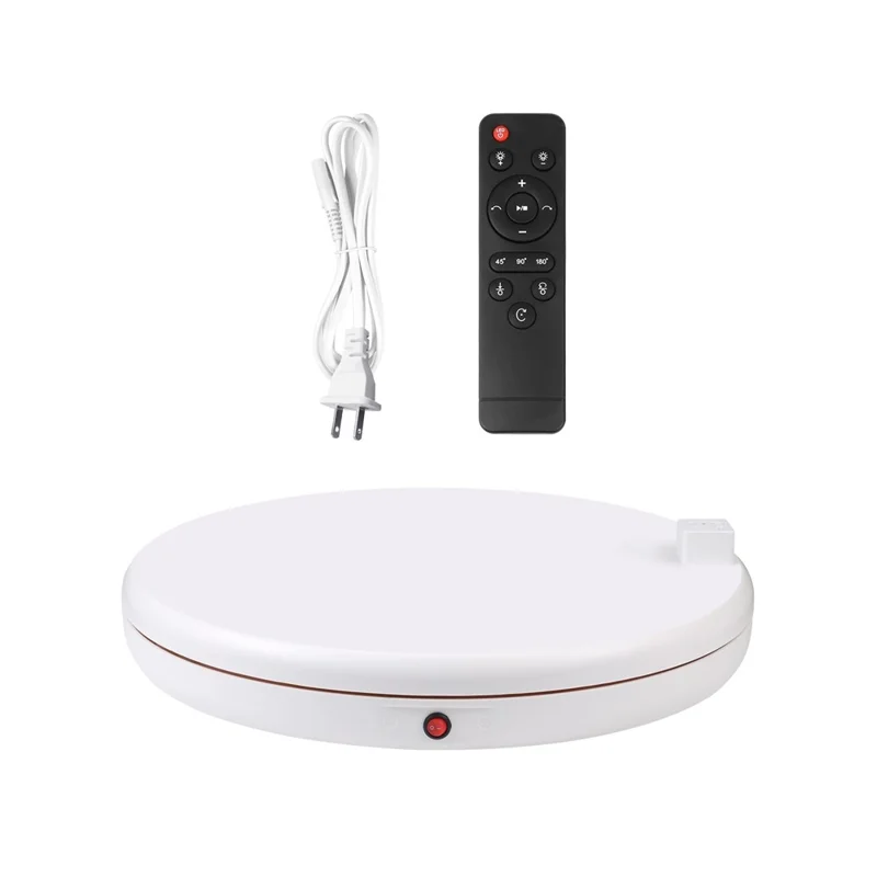 PULUZ PU3148 45cm Electric Turntable Remote Control Rotating Display Stand with Power Socket, Loading: 100kg - US Plug  /  White
