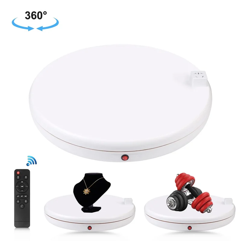 PULUZ PU3148 45 cm elektryczny stolik obrotowy z pilotem, podstawka obrotowa z gniazdkiem elektrycznym, nośność: 100 kg – wtyk brytyjski / biały