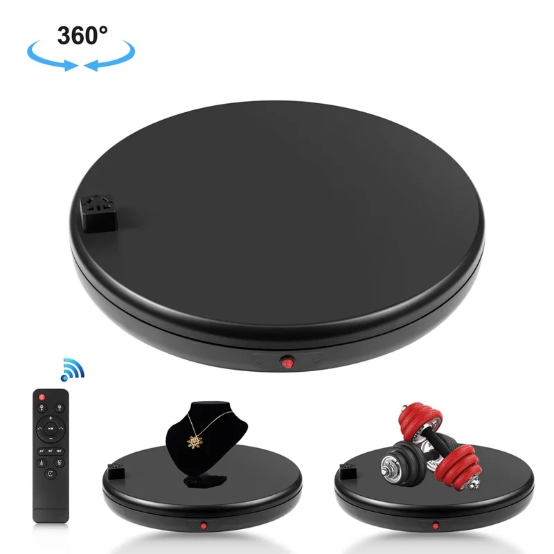 PULUZ PU3147 45cm Electric Turntable Remote Control Rotating Display Stand with Power Socket, Loading: 100kg - UK Plug  /  Black