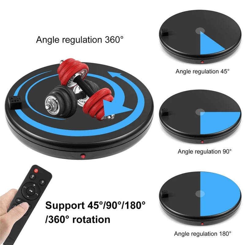 PULUZ PU3147 45cm Electric Turntable Remote Control Rotating Display Stand with Power Socket, Loading: 100kg - UK Plug  /  Black