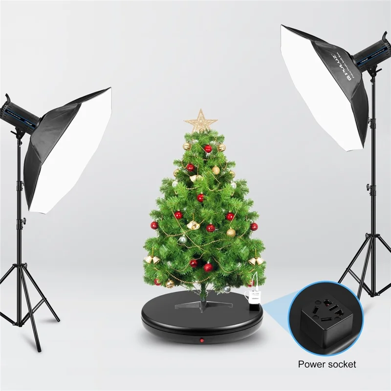 PULUZ PU3147 45cm Electric Turntable Remote Control Rotating Display Stand with Power Socket, Loading: 100kg - UK Plug  /  Black