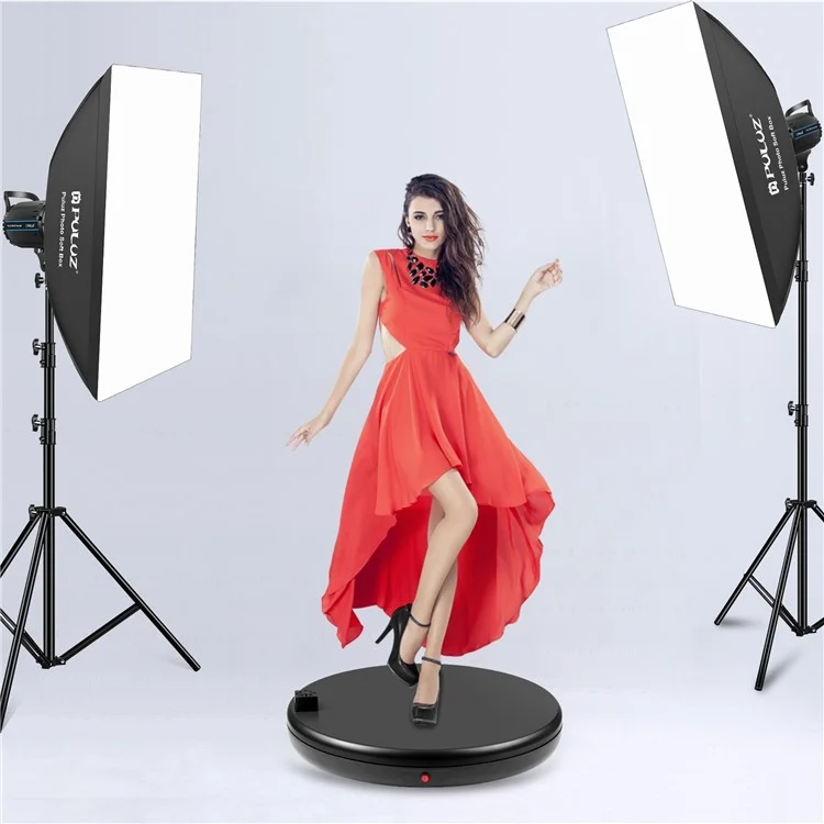 PULUZ PU3147 45cm Electric Turntable Remote Control Rotating Display Stand with Power Socket, Loading: 100kg - AU Plug  /  Black